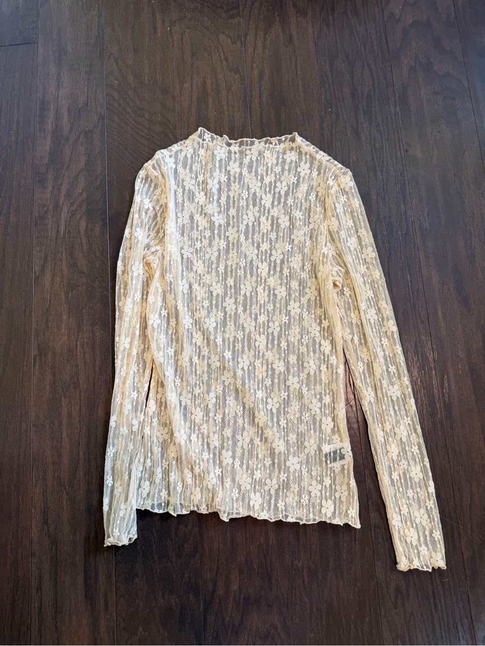 Delicate Lace Long-Sleeve Top in Cream